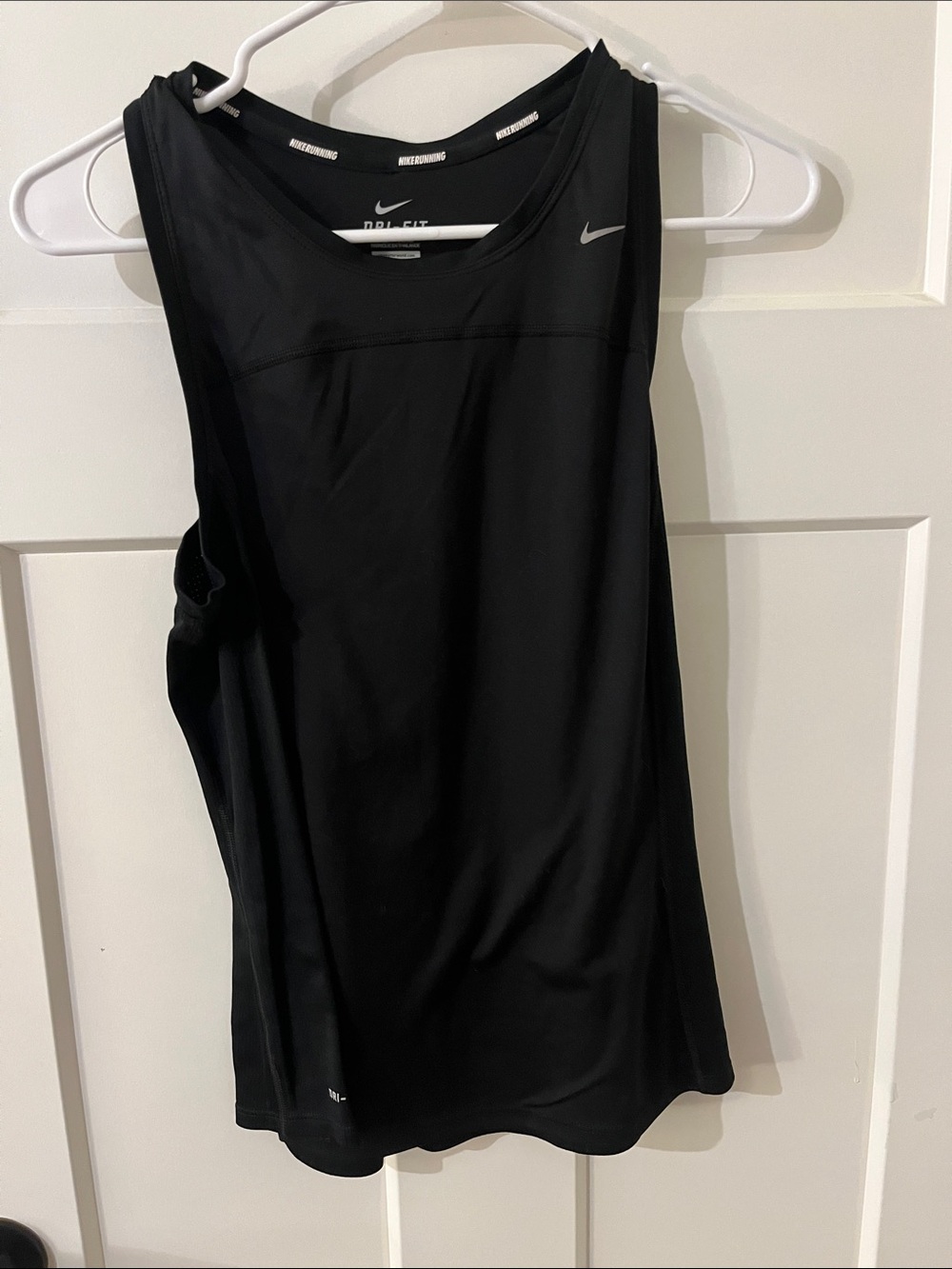 Nike Black Sleeveless Performance Tank with White Swoosh